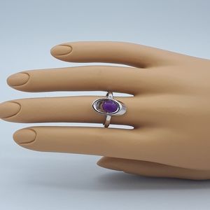 Vintage Sarah Coventry Silver Tone Purple Ring
